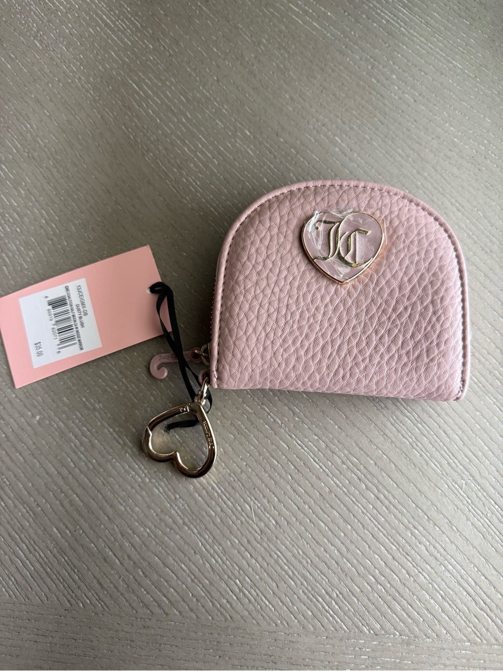 Juicy Couture Blush Pink Heart Charm Coin & Key Pouch